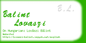 balint lovaszi business card